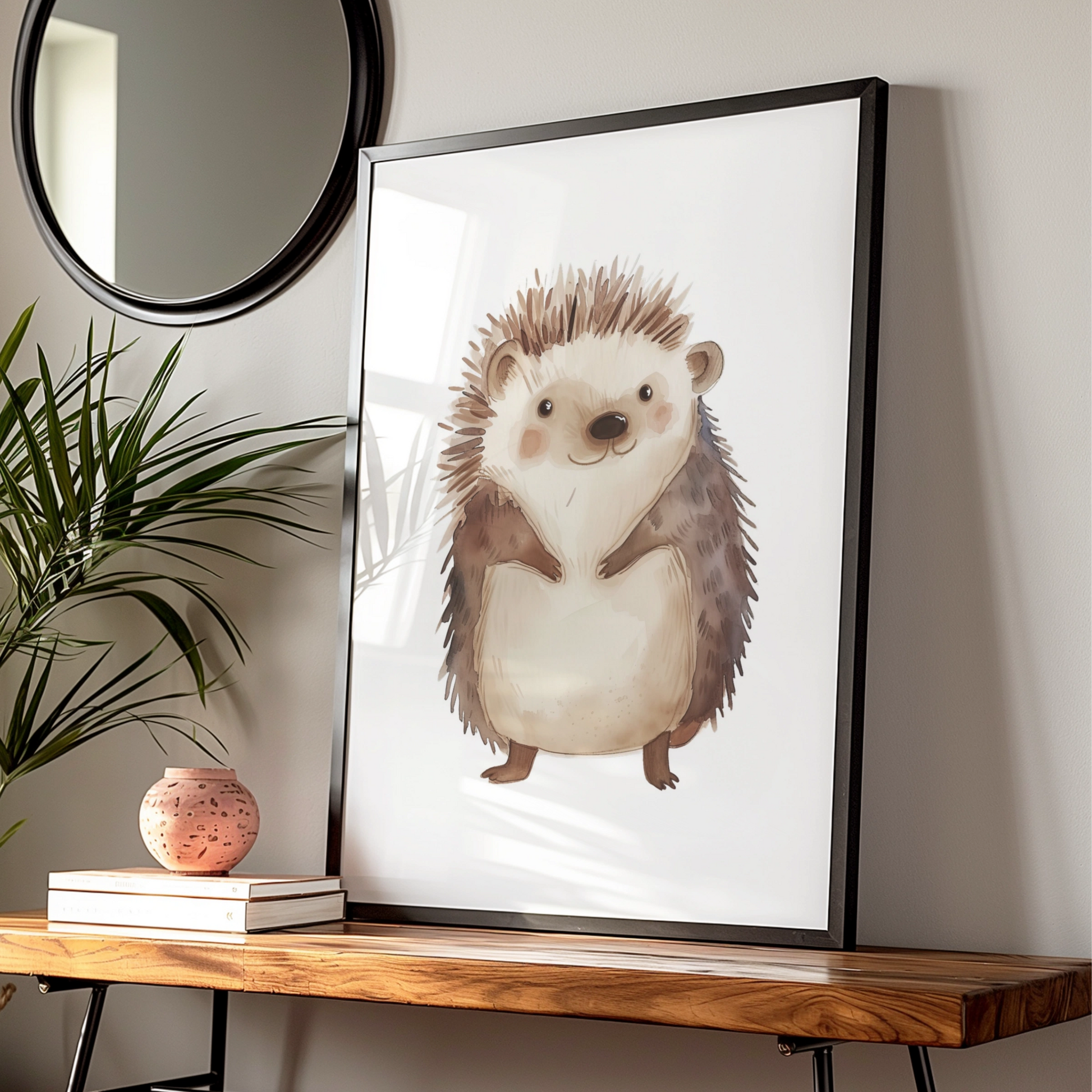Hedgehog Nursery Wall Art, Cute Woodland Animal Poster, Baby Room Print, Kids Decor