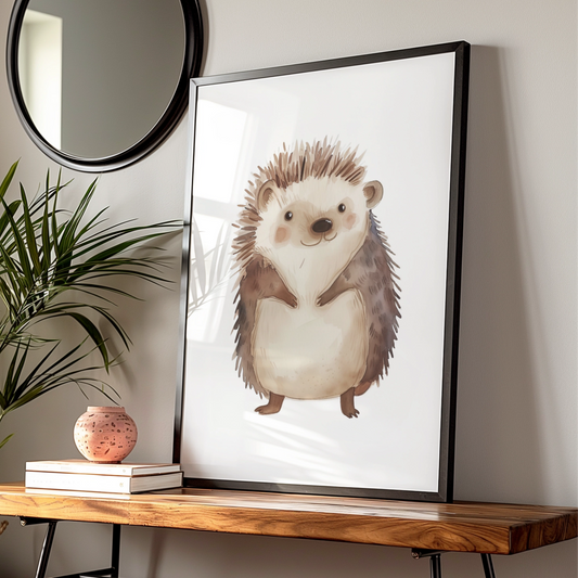 Hedgehog Nursery Wall Art, Cute Woodland Animal Poster, Baby Room Print, Kids Decor