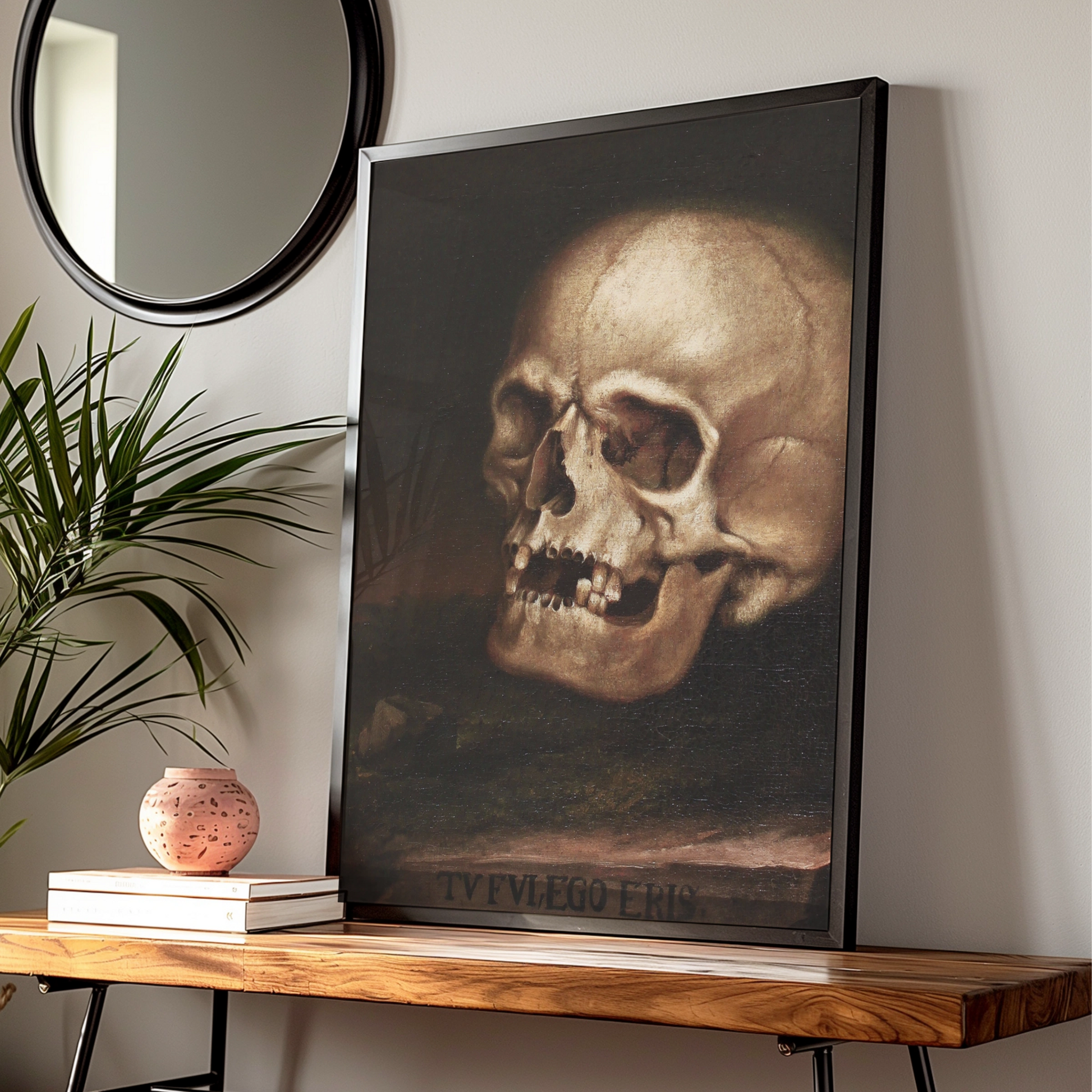 Skull Vanitas Old Master Art Print, Halloween Gothic Memento Mori Dark Academia Poster