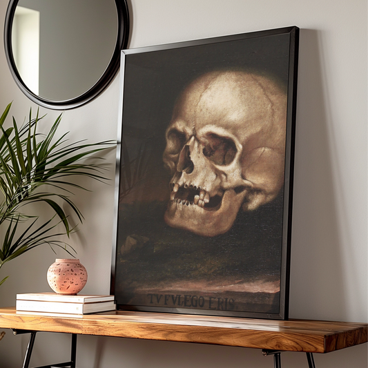 Skull Vanitas Old Master Art Print, Halloween Gothic Memento Mori Dark Academia Poster