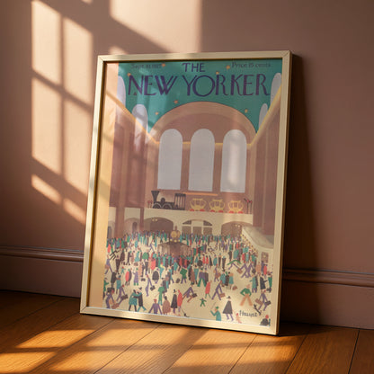 The New Yorker 1927 Grand Central Station Poster, Vintage Art Deco NYC Wall Art