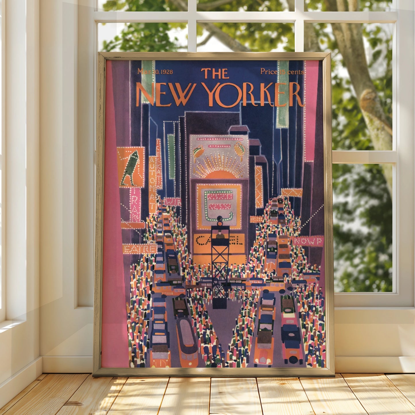 New Yorker 1928 Times Square Poster, Vintage NYC Art Print, Art Deco New York Wall Art