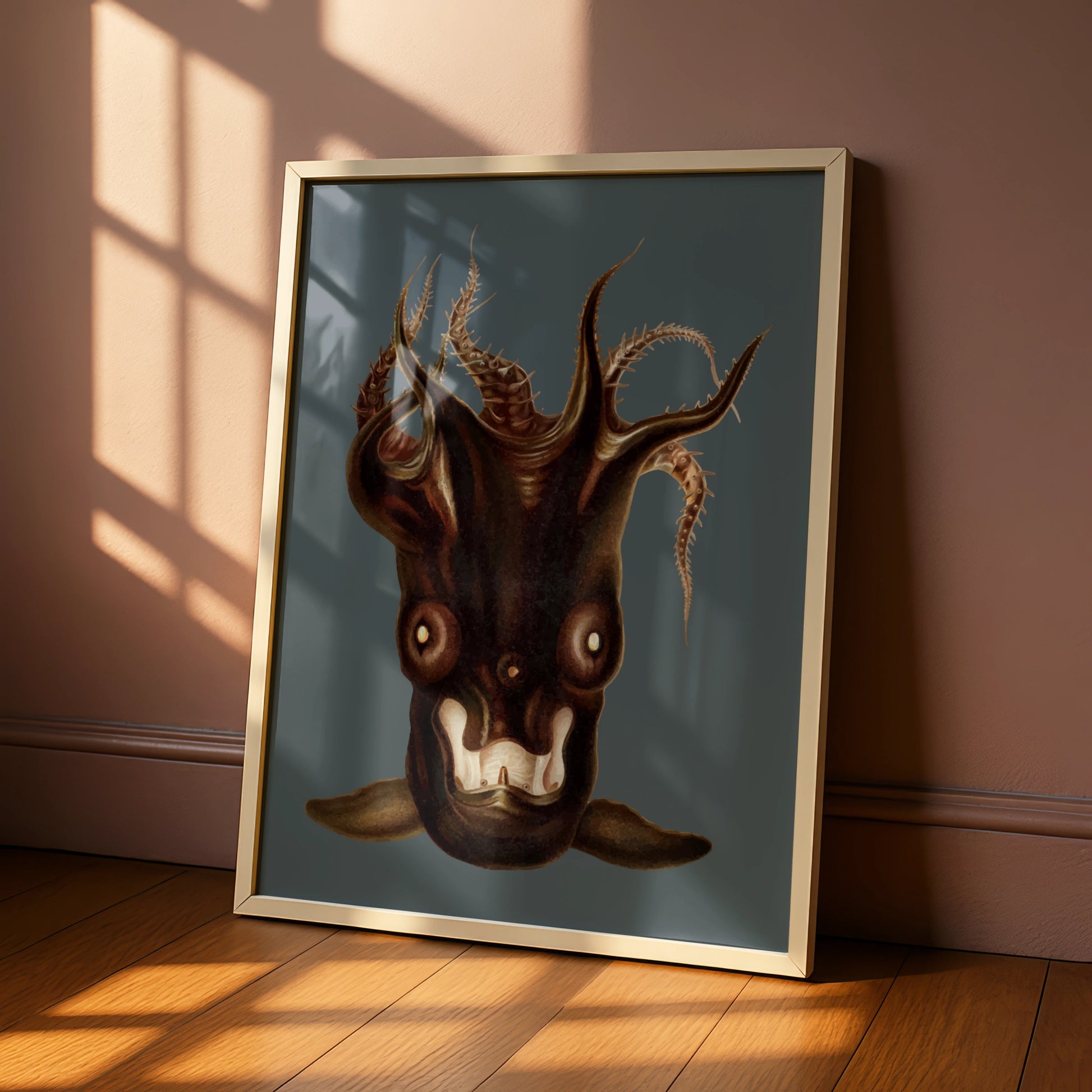 Halloween Dark Creature Poster, Horror Monster Wall Art, Spooky Demon Print, Gothic Occult Decor