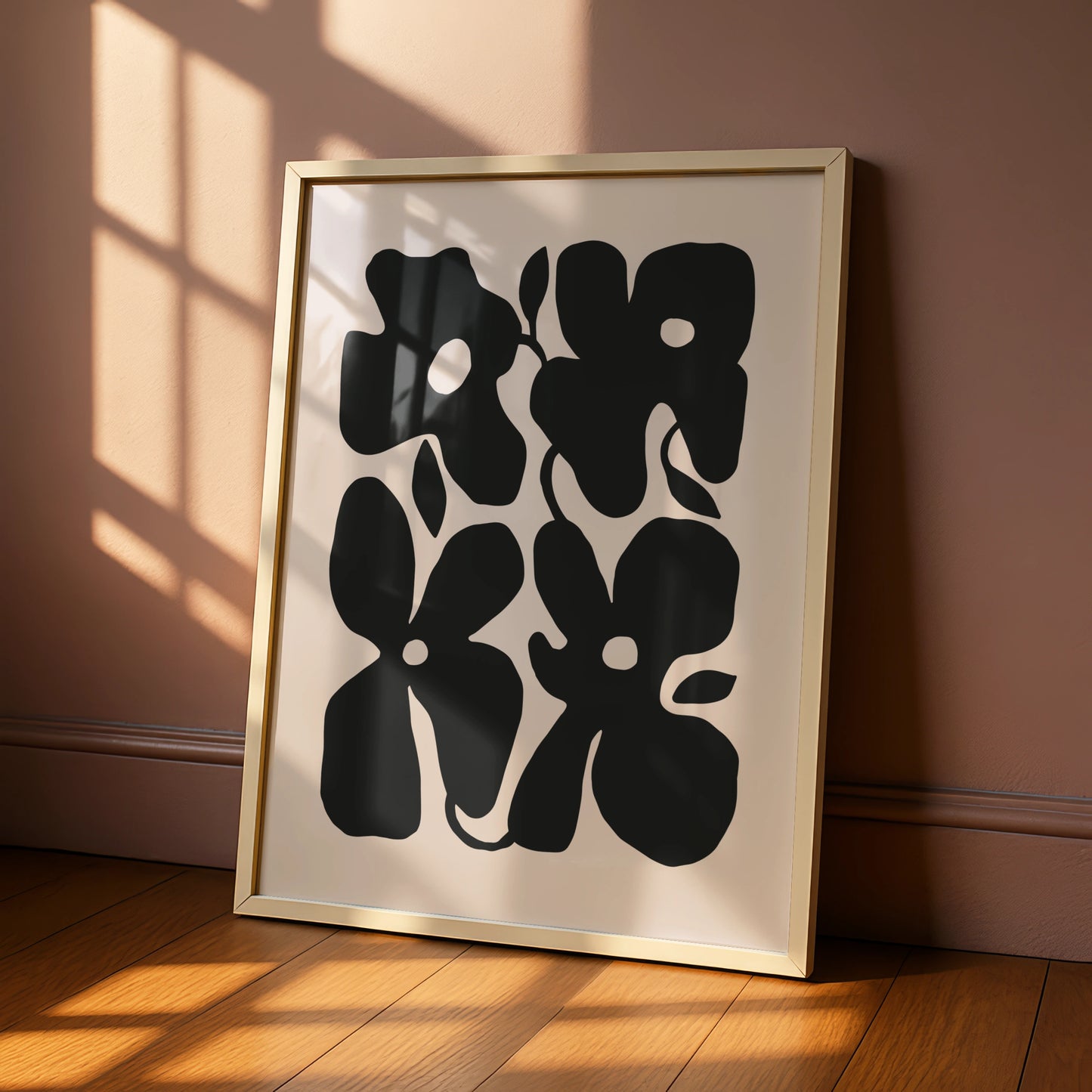 Botanical Flower Print, Minimalist Floral Wall Art, Black Flower Poster, Modern Home Decor