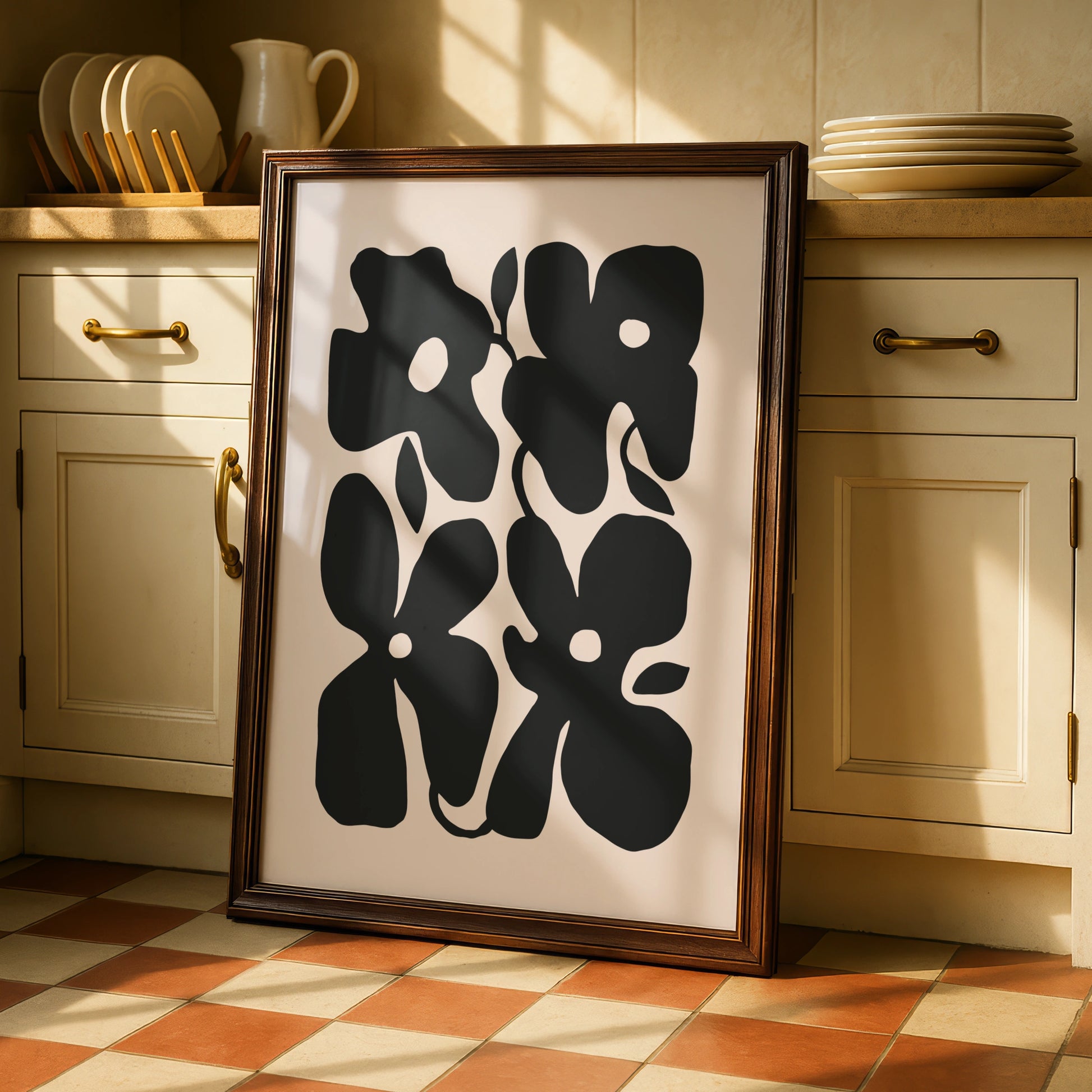 Botanical Flower Print, Minimalist Floral Wall Art, Black Flower Poster, Modern Home Decor