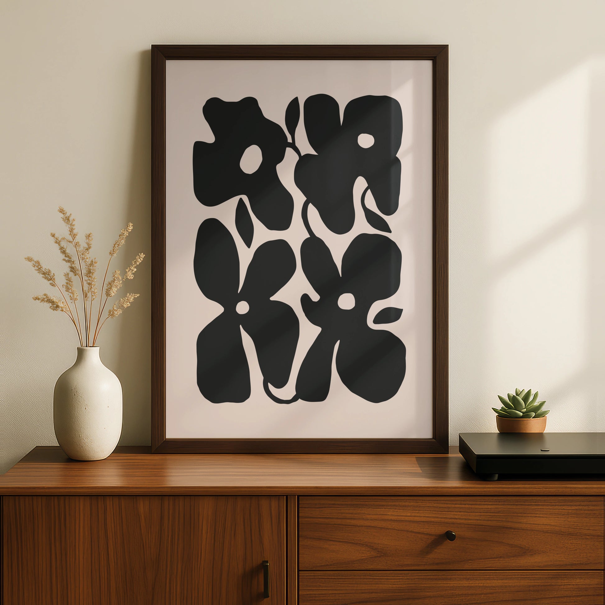 Botanical Flower Print, Minimalist Floral Wall Art, Black Flower Poster, Modern Home Decor