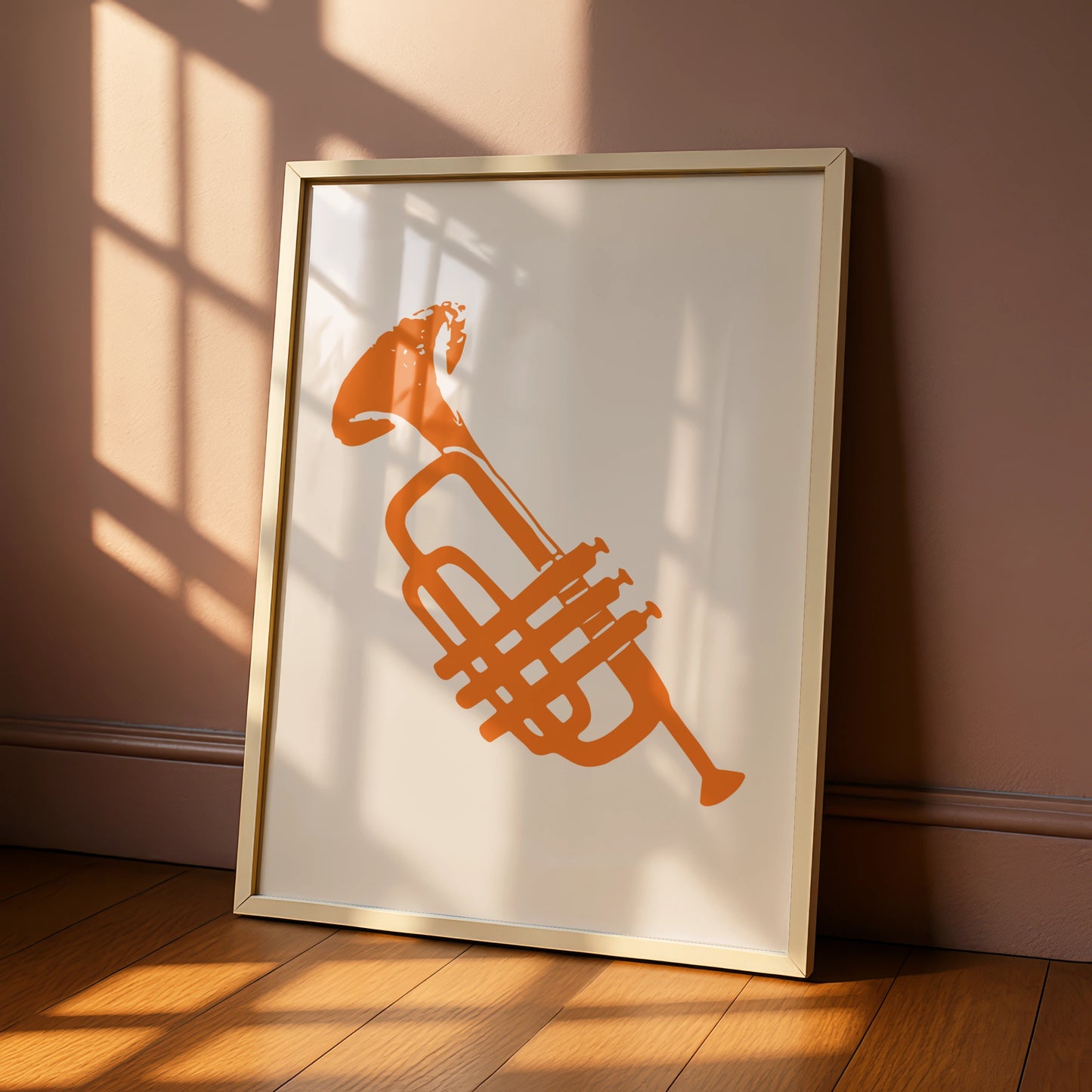 Trendy Orange Tuba Art Print, Minimalist Music Poster, Stylish Wall Decor, Instrument Art