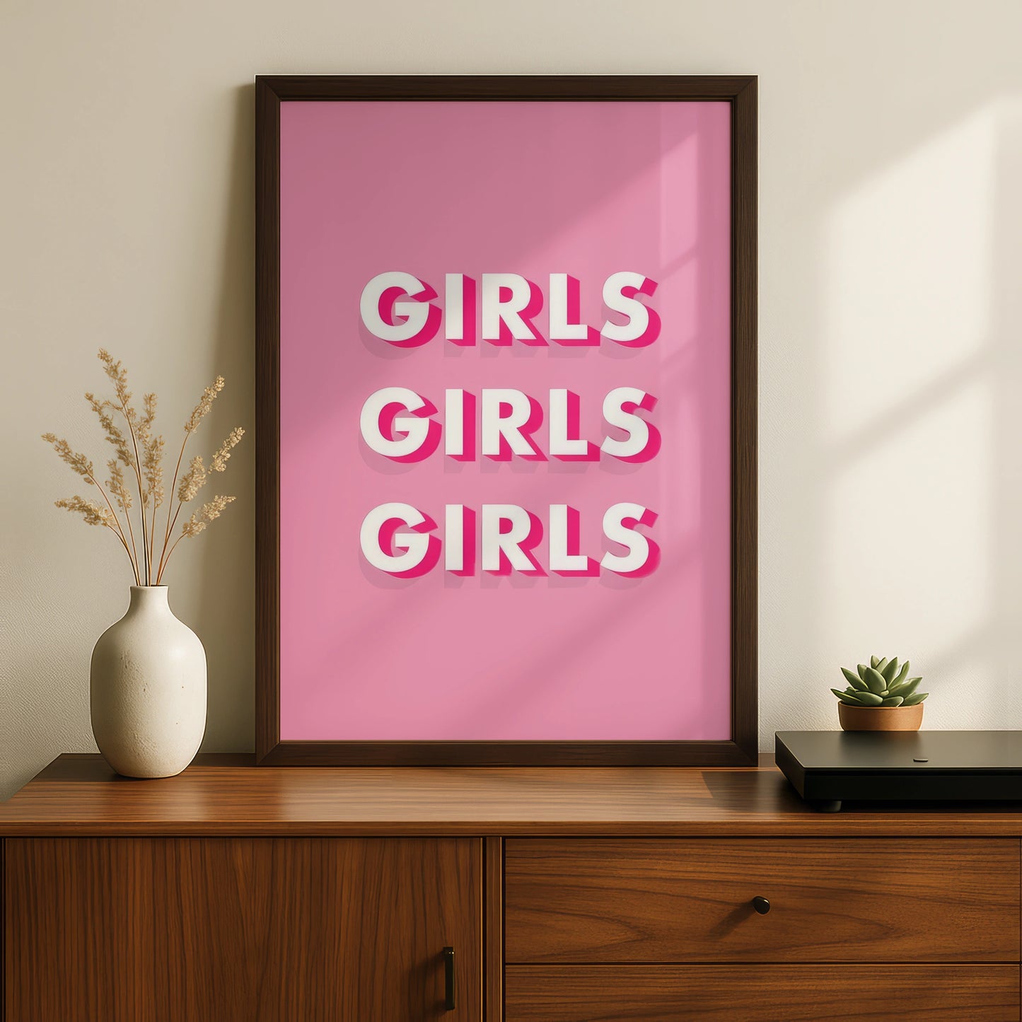 Trendy Girls Wall Art Print, Bold Typography Poster, Pink Aesthetic Decor for Bedroom, Fun Home