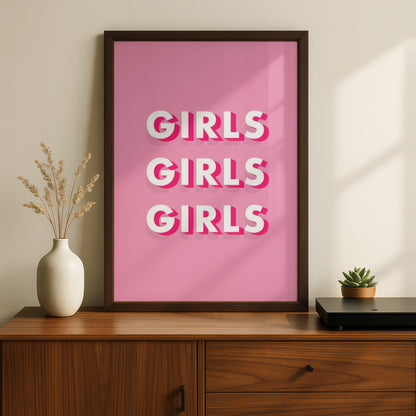 Trendy Girls Wall Art Print, Bold Typography Poster, Pink Aesthetic Decor for Bedroom, Fun Home