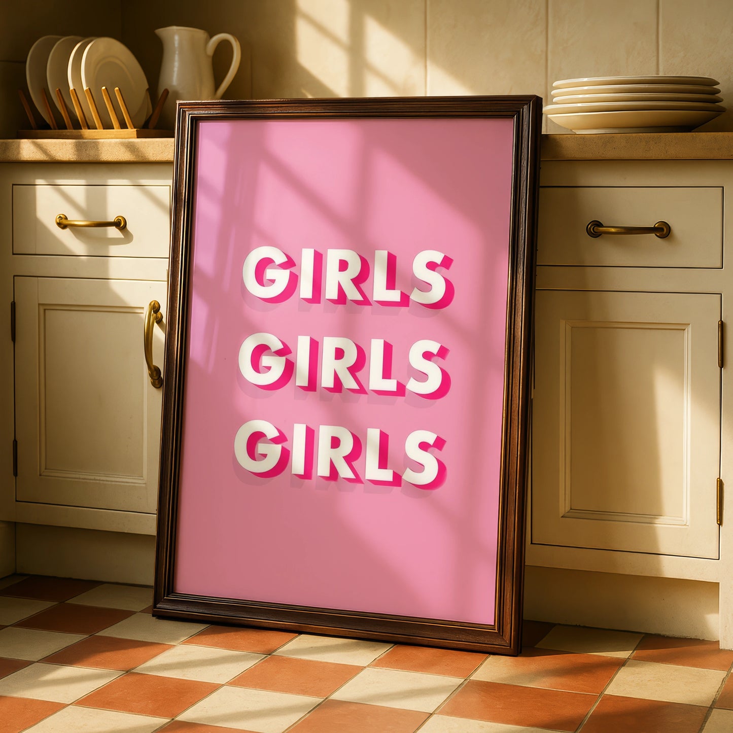 Trendy Girls Wall Art Print, Bold Typography Poster, Pink Aesthetic Decor for Bedroom, Fun Home