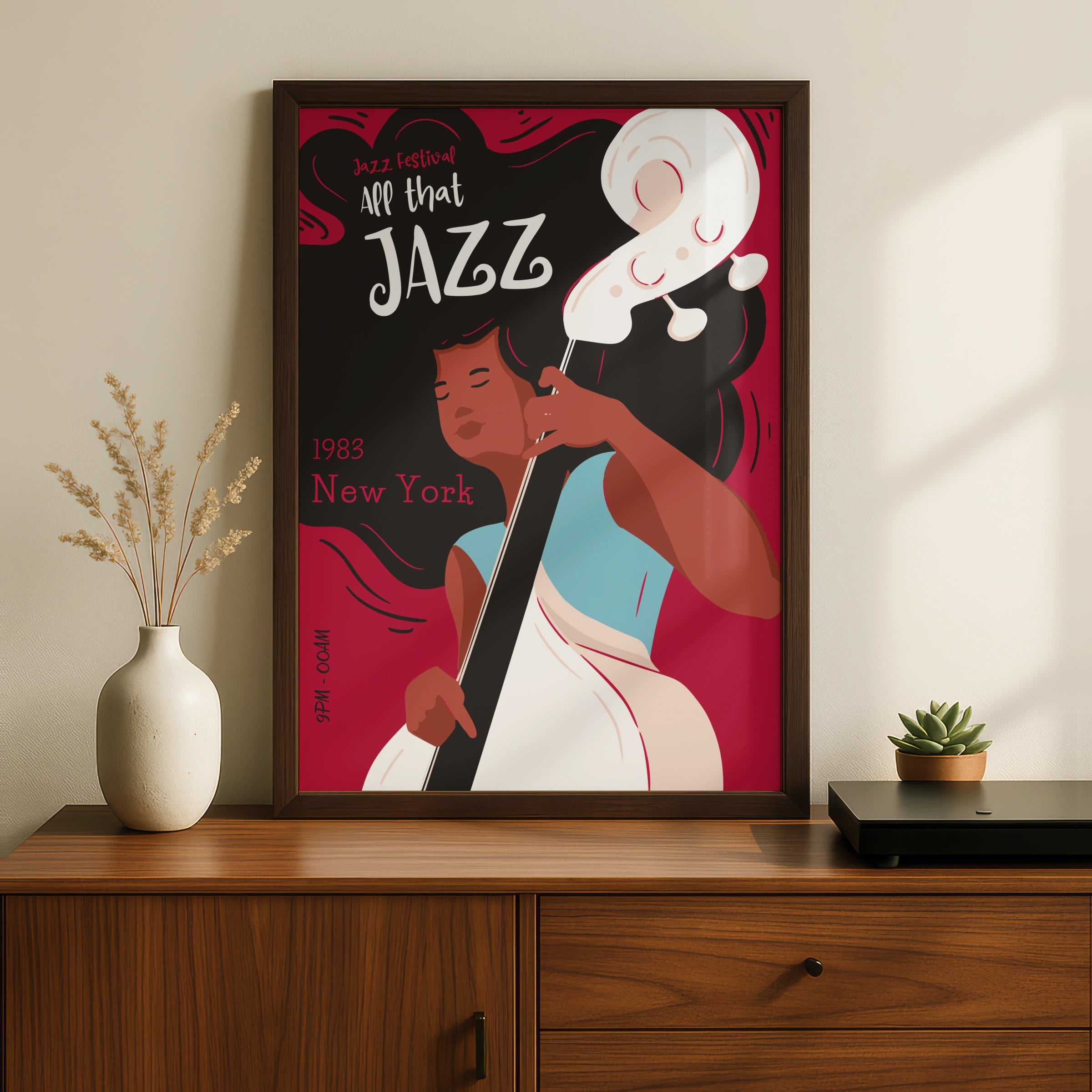 All That Jazz Festival Poster, 1983 New York Art, Vintage Jazz Music Art, Colourful Wall Decor