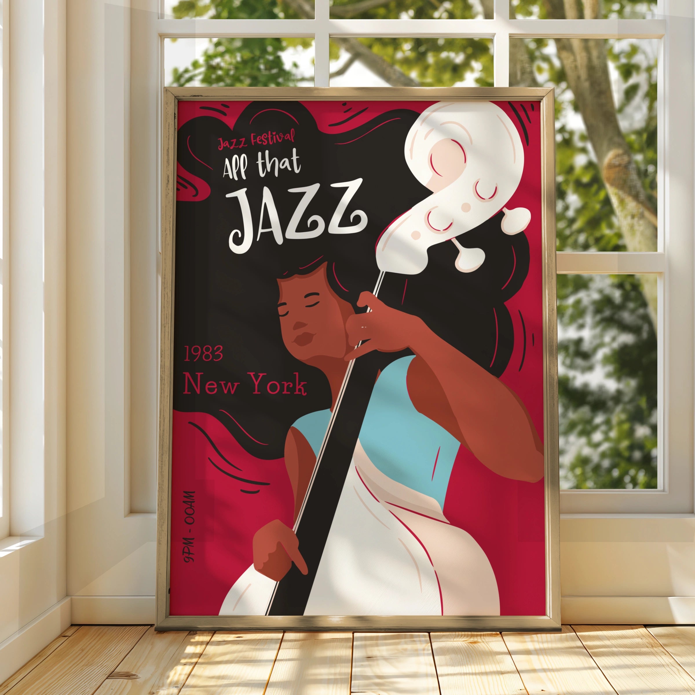 All That Jazz Festival Poster, 1983 New York Art, Vintage Jazz Music Art, Colourful Wall Decor