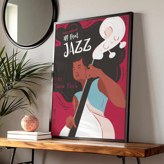 All That Jazz Festival Poster, 1983 New York Art, Vintage Jazz Music Art, Colourful Wall Decor