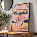 Trendy Retro 'See Ya' Car Mirror Print, Playful Wall Art, Colourful Retro Decor for Home, 70s Vibe