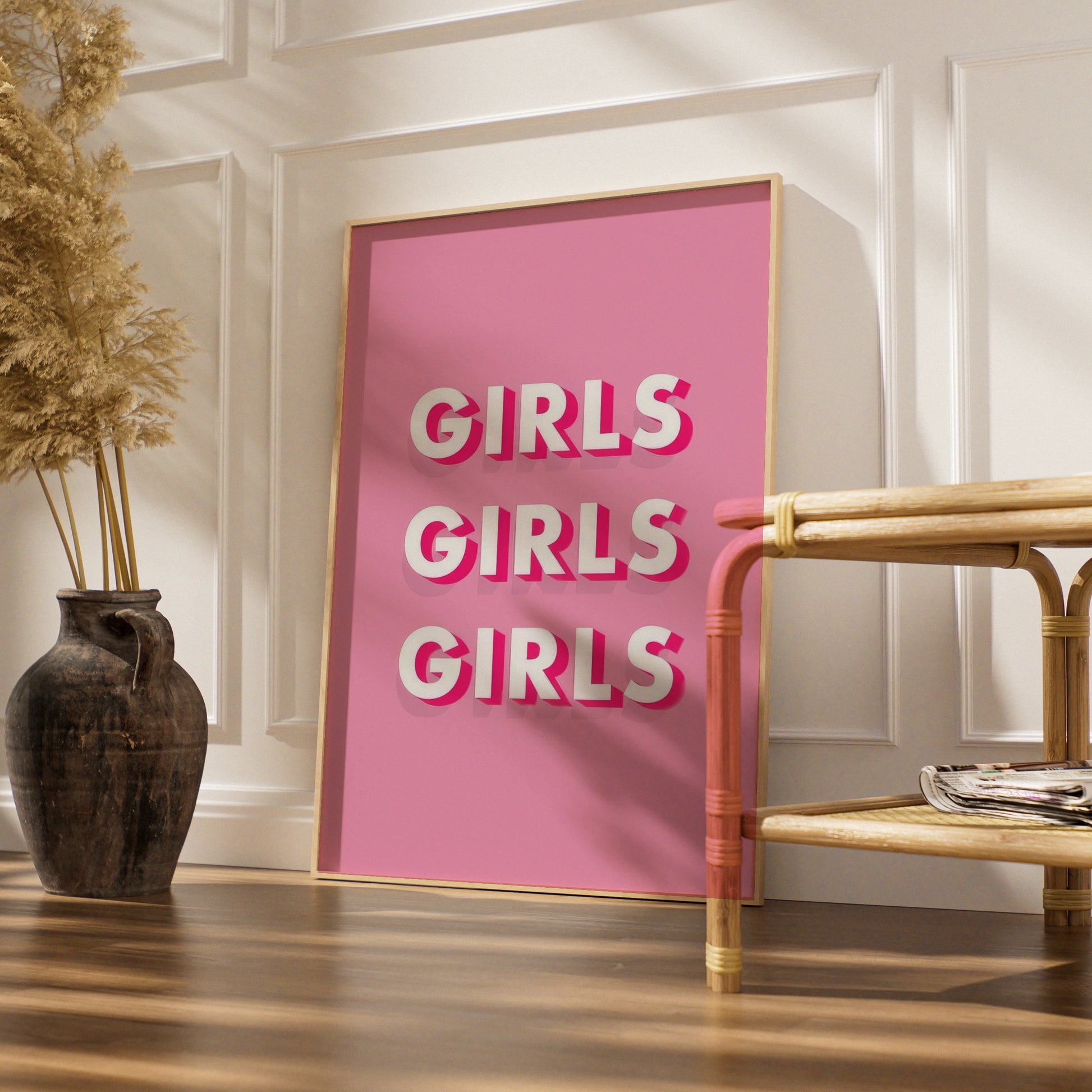 Trendy Girls Wall Art Print, Bold Typography Poster, Pink Aesthetic Decor for Bedroom, Fun Home