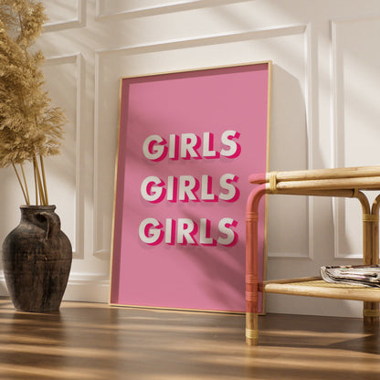 Trendy Girls Wall Art Print, Bold Typography Poster, Pink Aesthetic Decor for Bedroom, Fun Home