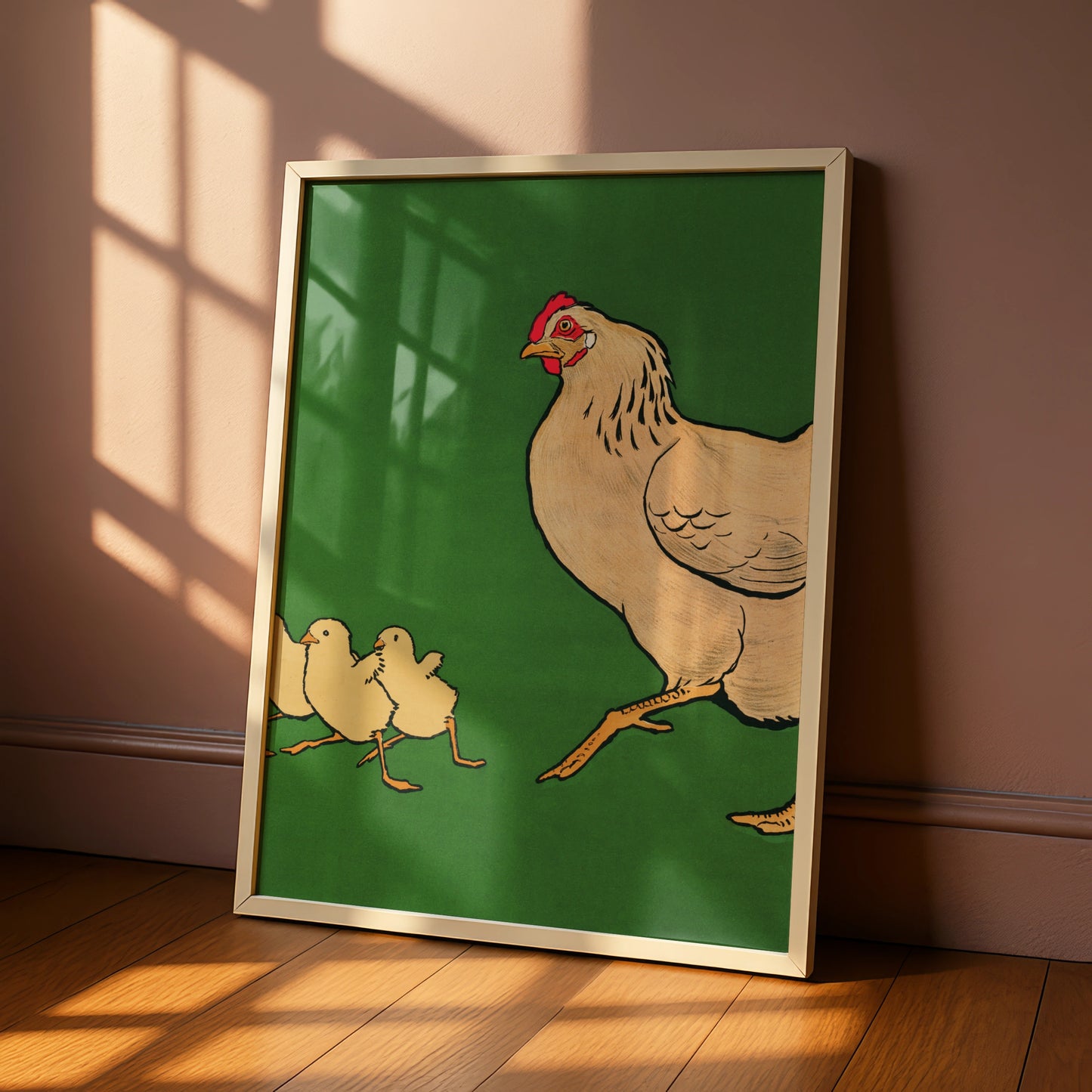 Charming Hen and Chickens Print, Whimsical Farmhouse Decor, Colourful Animal Art, Kids Room Wall Art