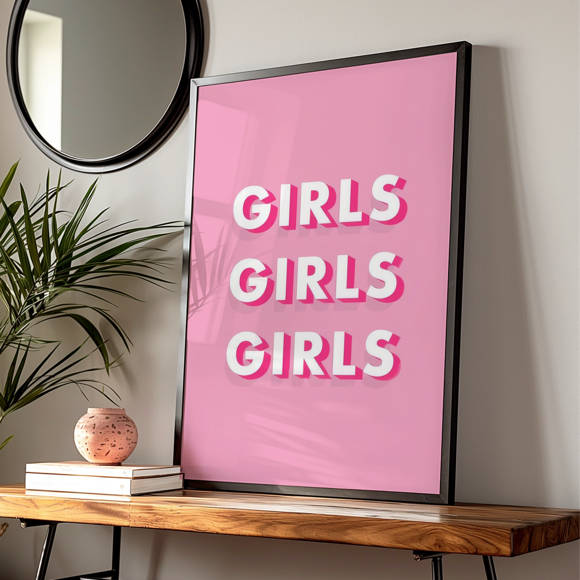 Trendy Girls Wall Art Print, Bold Typography Poster, Pink Aesthetic Decor for Bedroom, Fun Home