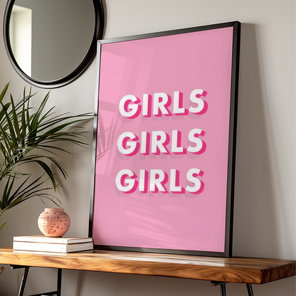 Trendy Girls Wall Art Print, Bold Typography Poster, Pink Aesthetic Decor for Bedroom, Fun Home
