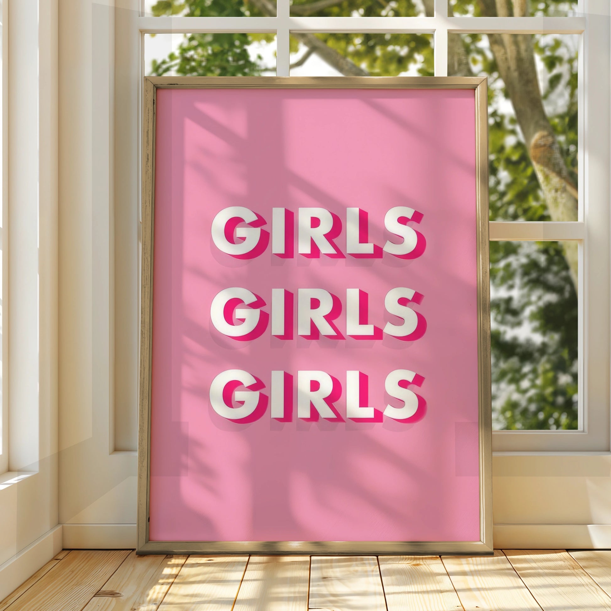 Trendy Girls Wall Art Print, Bold Typography Poster, Pink Aesthetic Decor for Bedroom, Fun Home