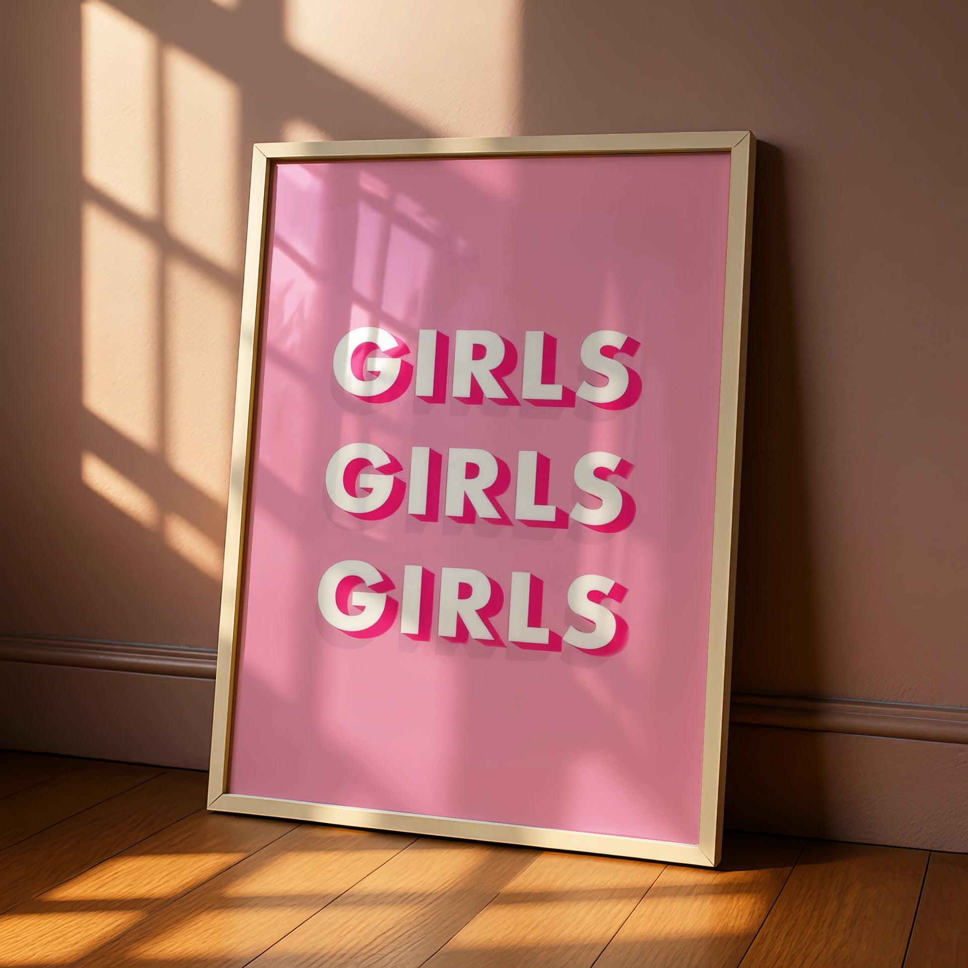 Trendy Girls Wall Art Print, Bold Typography Poster, Pink Aesthetic Decor for Bedroom, Fun Home