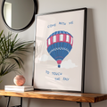 Colourful Hot Air Balloon Art Print, Inspirational Poster, Whimsical Wall Decor, Sky Theme Artwork