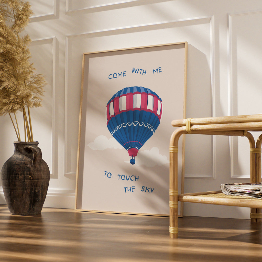 Colourful Hot Air Balloon Art Print, Inspirational Poster, Whimsical Wall Decor, Sky Theme Artwork