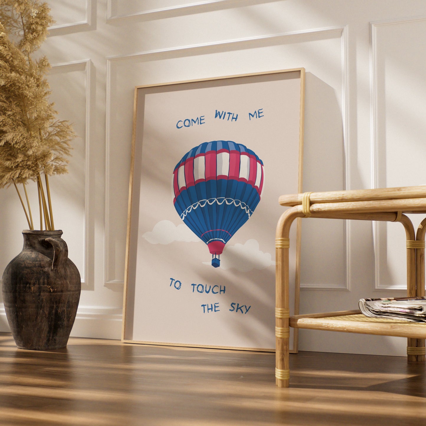 Colourful Hot Air Balloon Art Print, Inspirational Poster, Whimsical Wall Decor, Sky Theme Artwork