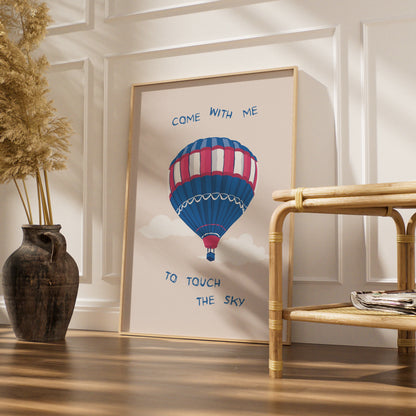 Colourful Hot Air Balloon Art Print, Inspirational Poster, Whimsical Wall Decor, Sky Theme Artwork