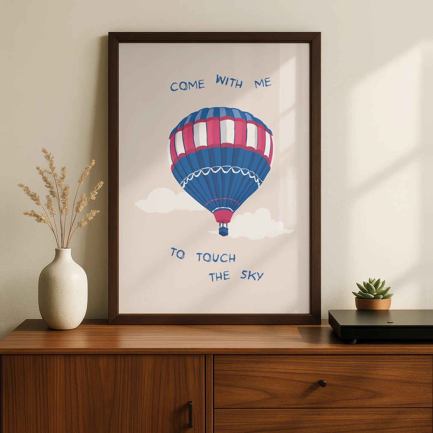 Colourful Hot Air Balloon Art Print, Inspirational Poster, Whimsical Wall Decor, Sky Theme Artwork