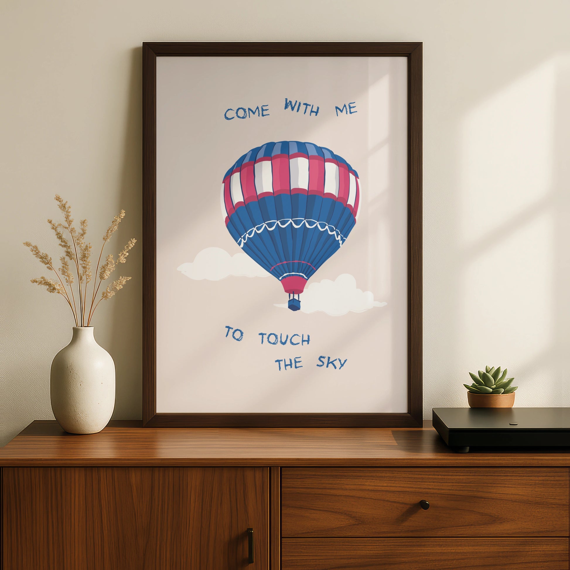 Colourful Hot Air Balloon Art Print, Inspirational Poster, Whimsical Wall Decor, Sky Theme Artwork