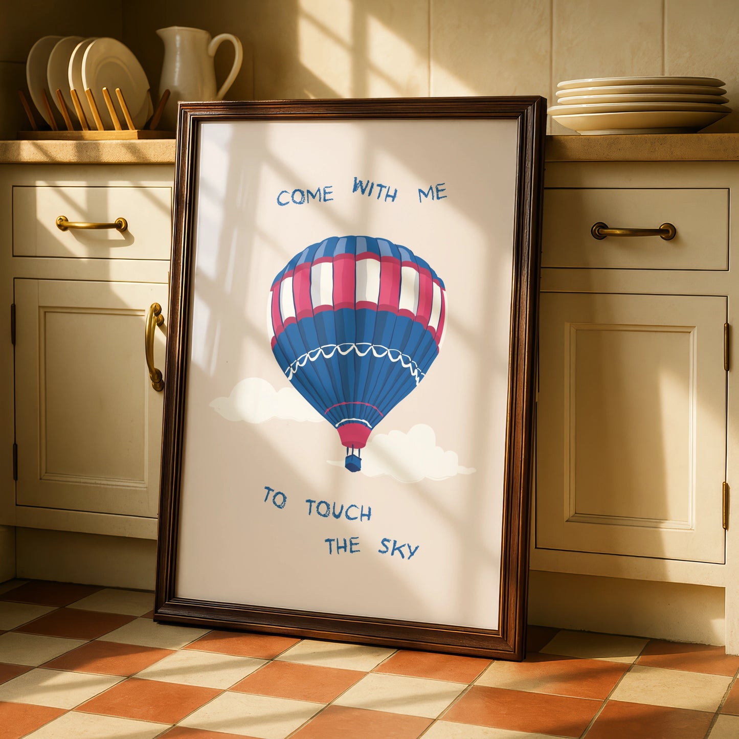 Colourful Hot Air Balloon Art Print, Inspirational Poster, Whimsical Wall Decor, Sky Theme Artwork