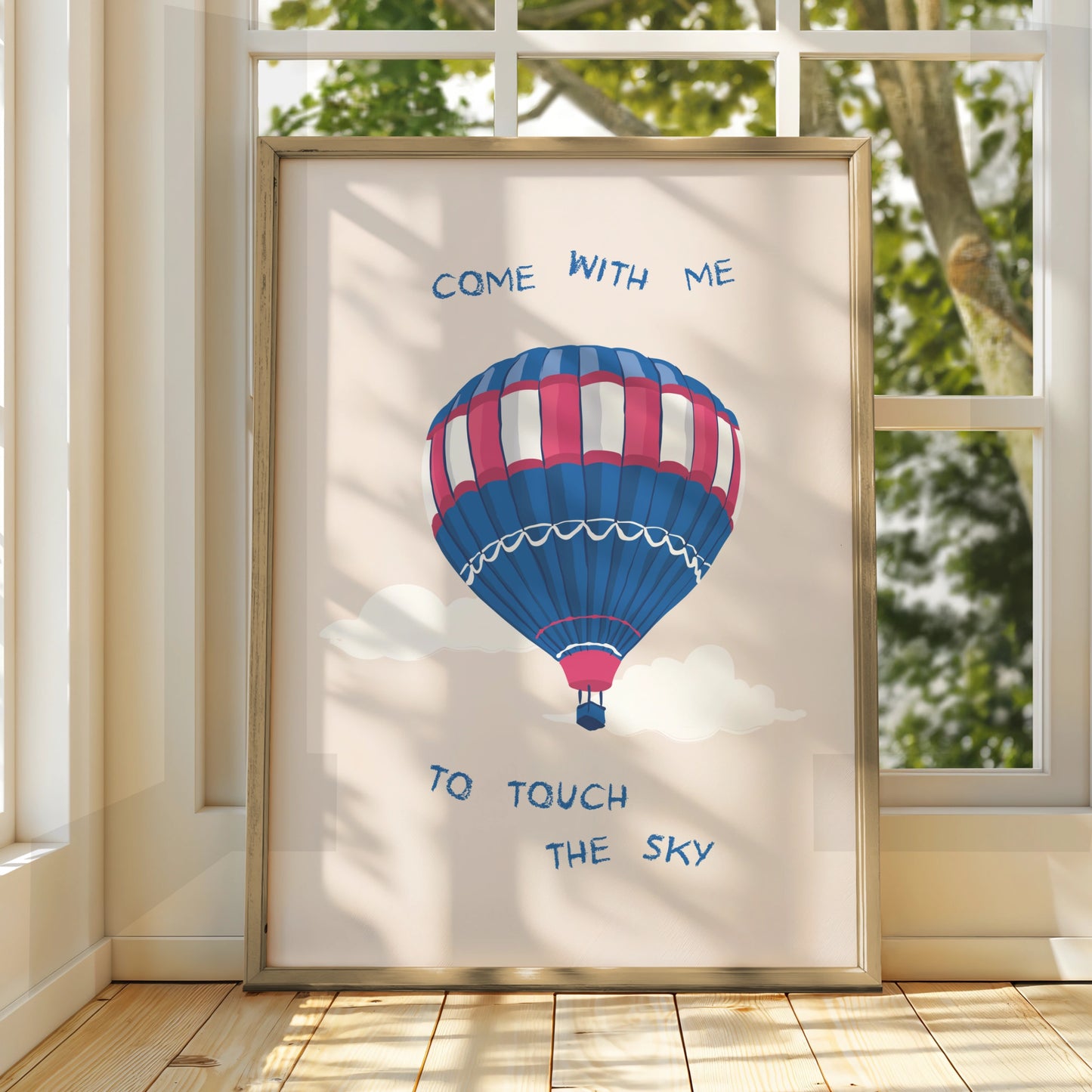 Colourful Hot Air Balloon Art Print, Inspirational Poster, Whimsical Wall Decor, Sky Theme Artwork
