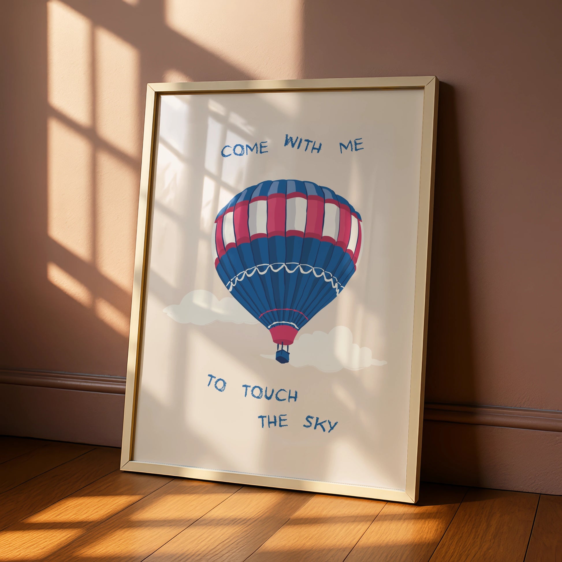 Colourful Hot Air Balloon Art Print, Inspirational Poster, Whimsical Wall Decor, Sky Theme Artwork