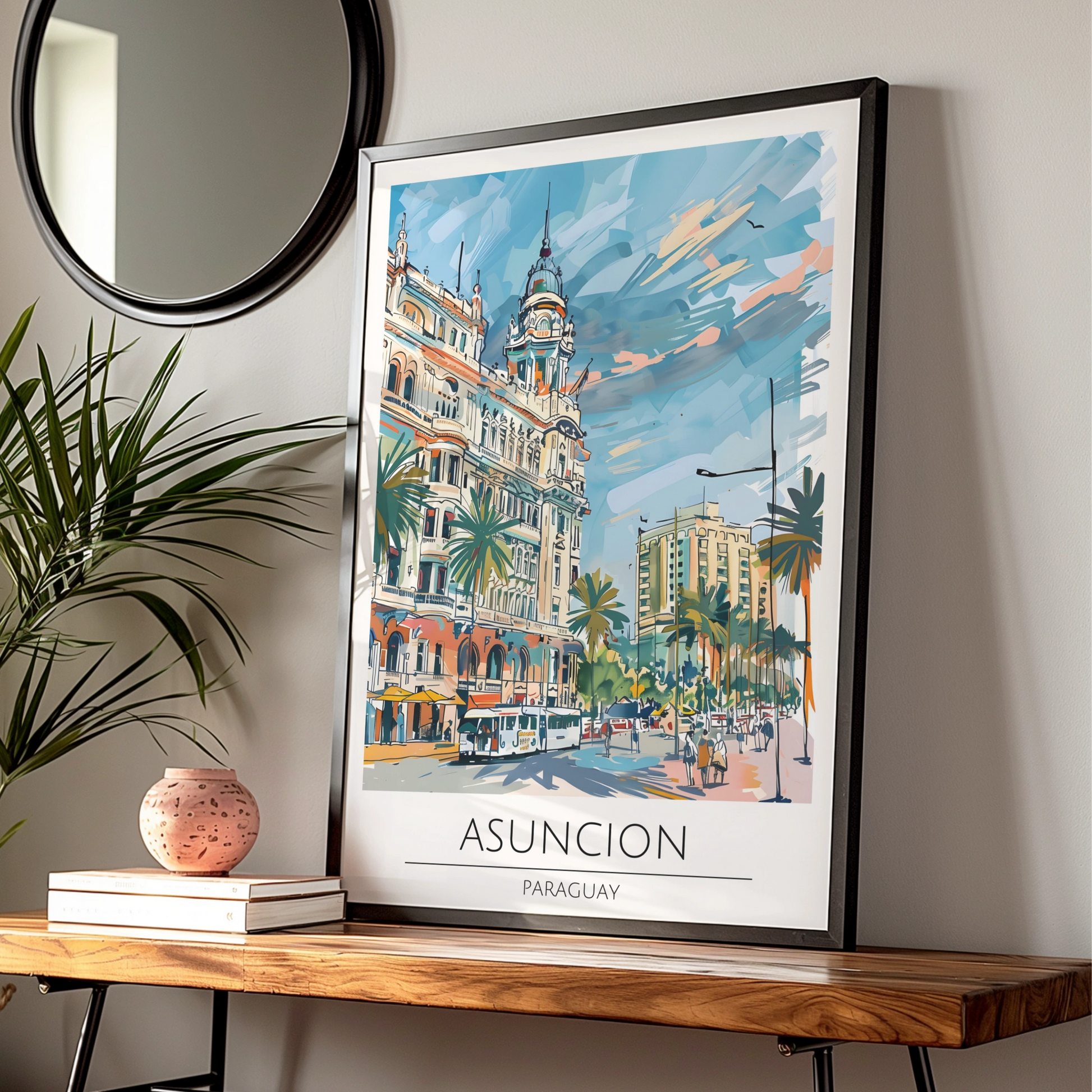 Asuncion Paraguay Art Print, Vibrant Cityscape Poster, Tropical Urban Wall Art, Travel Decor