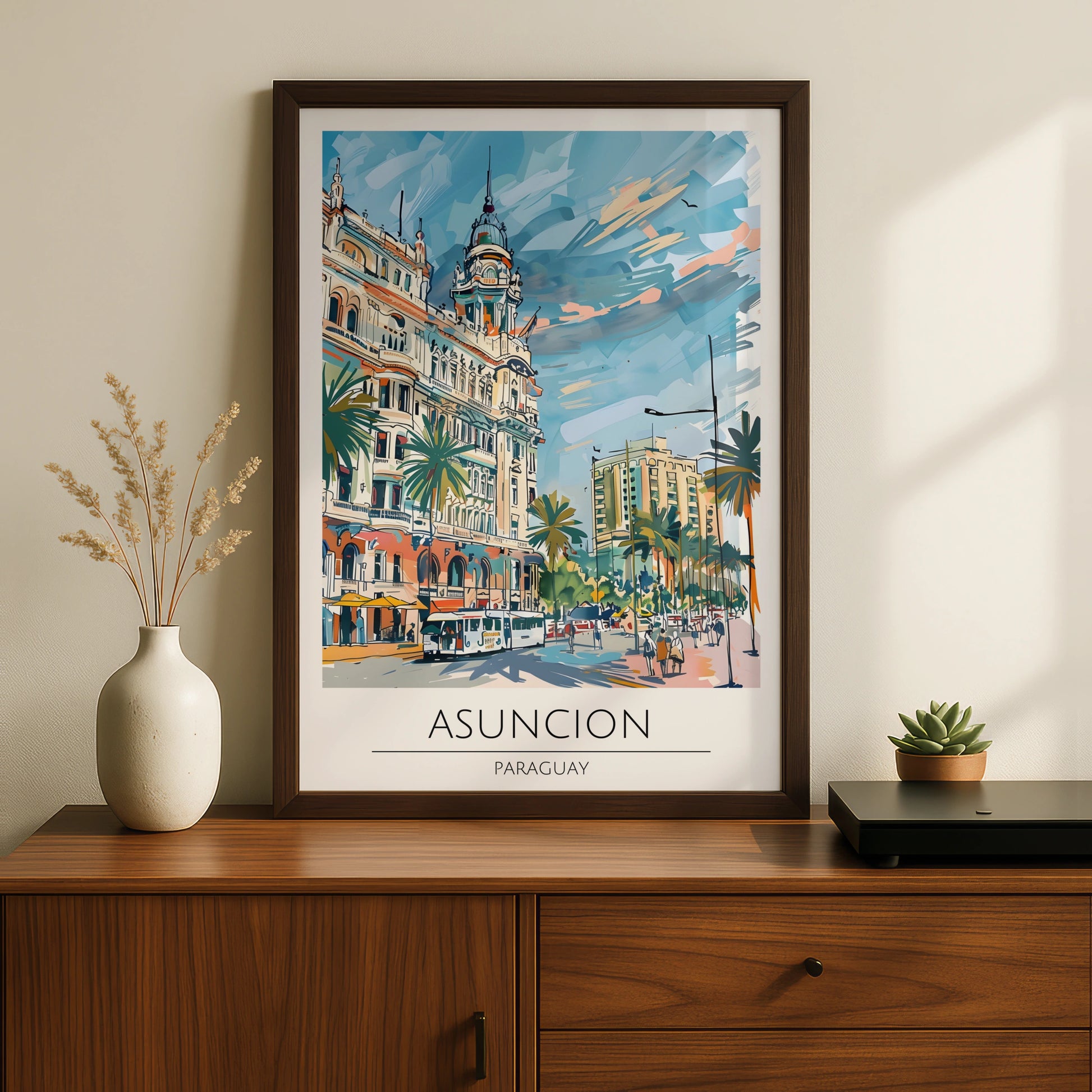 Asuncion Paraguay Art Print, Vibrant Cityscape Poster, Tropical Urban Wall Art, Travel Decor