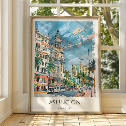 Asuncion Paraguay Art Print, Vibrant Cityscape Poster, Tropical Urban Wall Art, Travel Decor