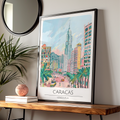 Vibrant Caracas Poster, Colourful City Art Print of Venezuela, Urban Landscape Decor, Modern Wall