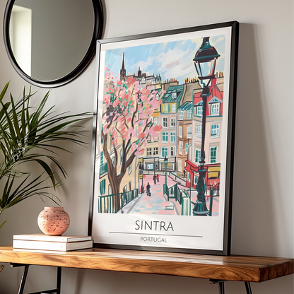 Sintra Portugal Art Print, Colourful Cityscape Poster, Urban Wall Art, Modern Illustration of Sintra