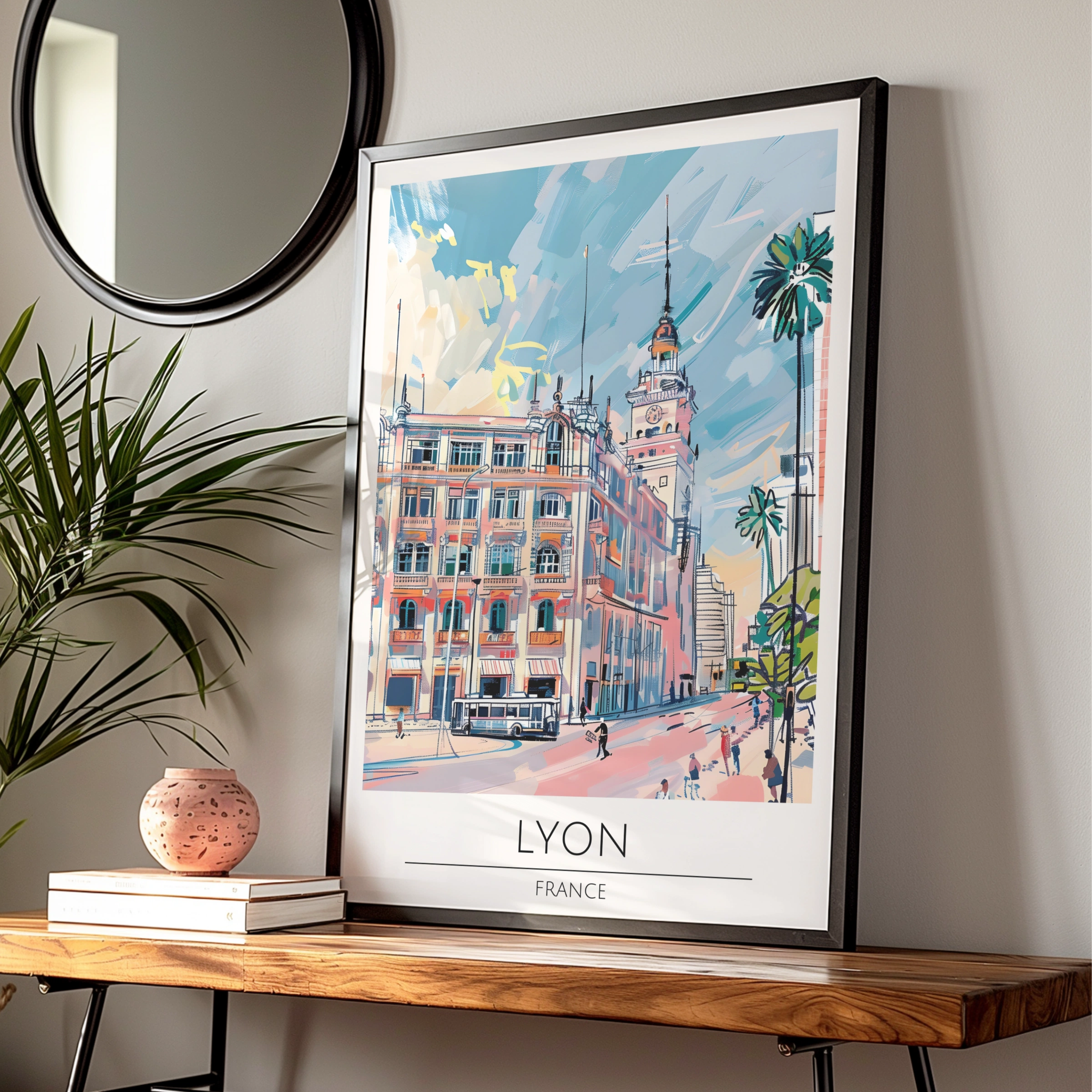 Lyon Poster, Vintage French City Art, Luxurious Travel Print, Urban Landscape Decor, Art for Home