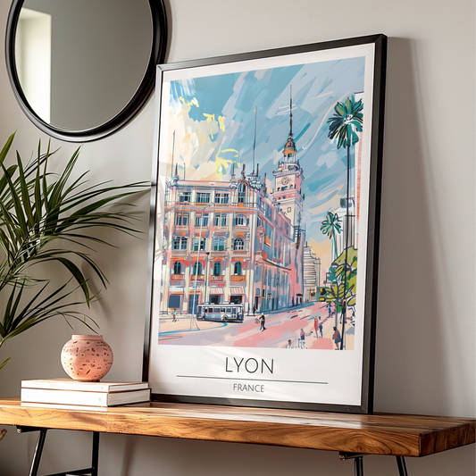 Lyon Poster, Vintage French City Art, Luxurious Travel Print, Urban Landscape Decor, Art for Home