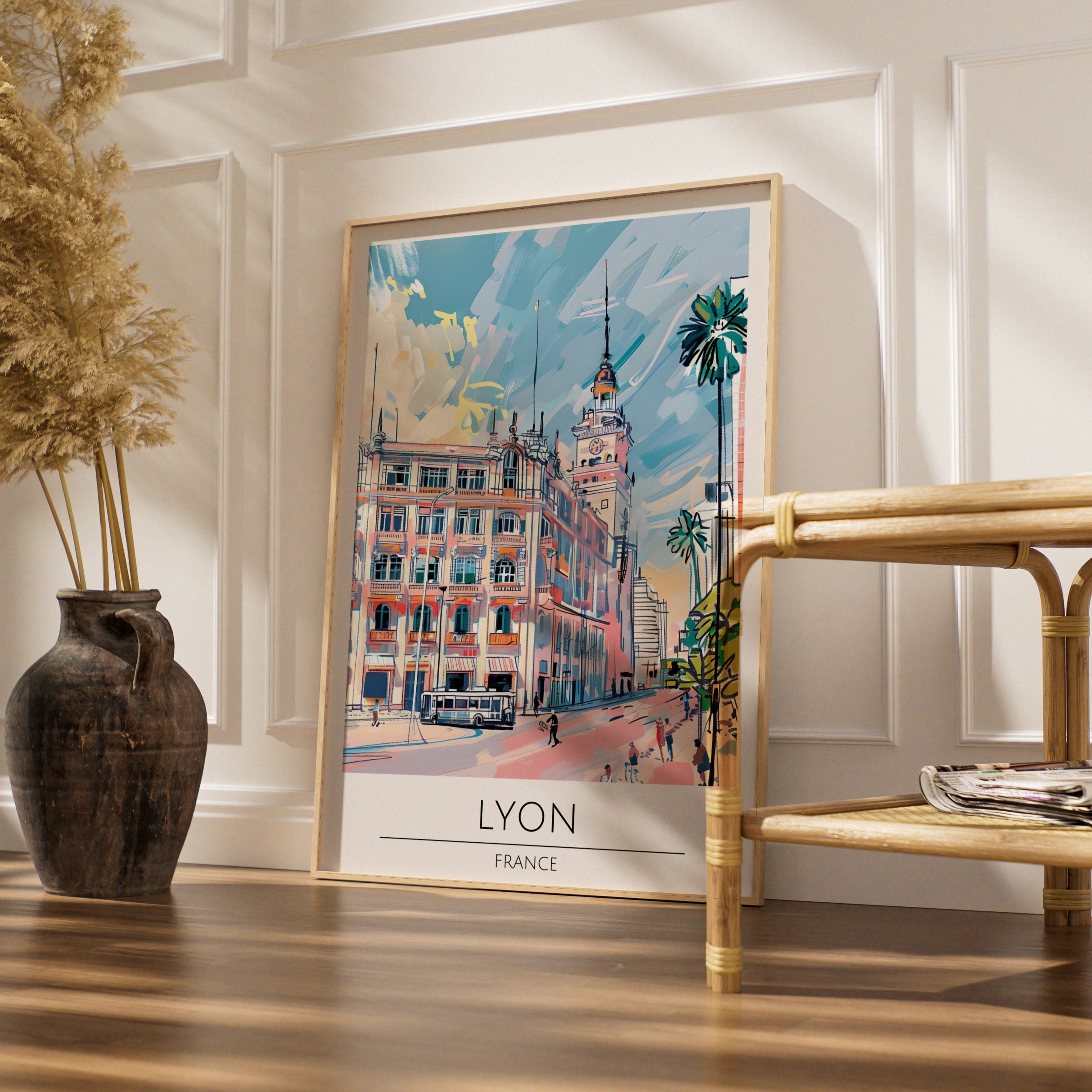 Lyon Poster, Vintage French City Art, Luxurious Travel Print, Urban Landscape Decor, Art for Home
