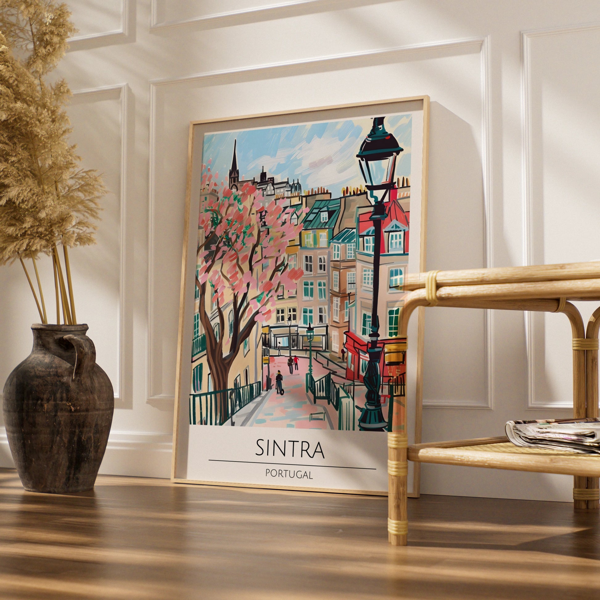 Sintra Portugal Art Print, Colourful Cityscape Poster, Urban Wall Art, Modern Illustration of Sintra