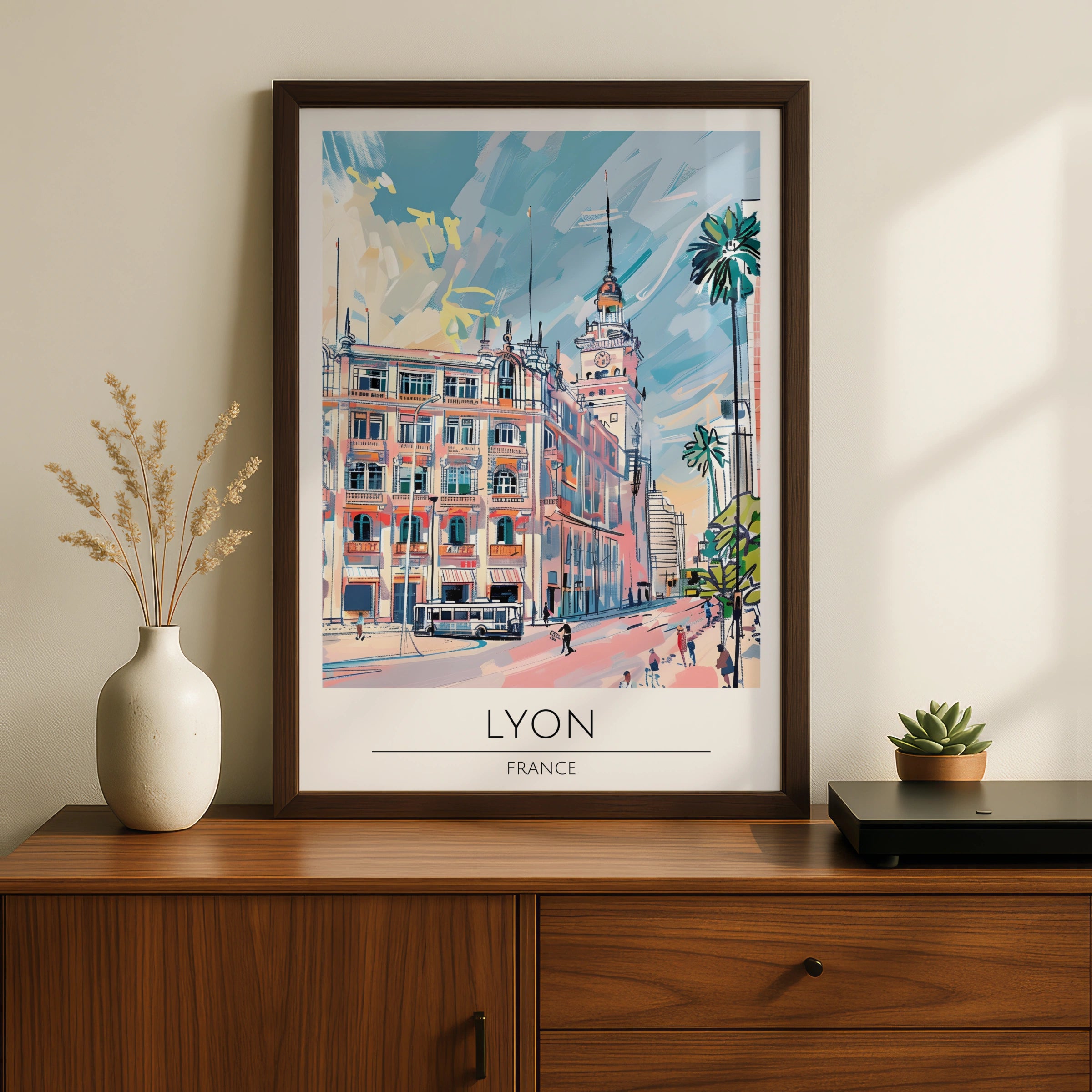 Lyon Poster, Vintage French City Art, Luxurious Travel Print, Urban Landscape Decor, Art for Home