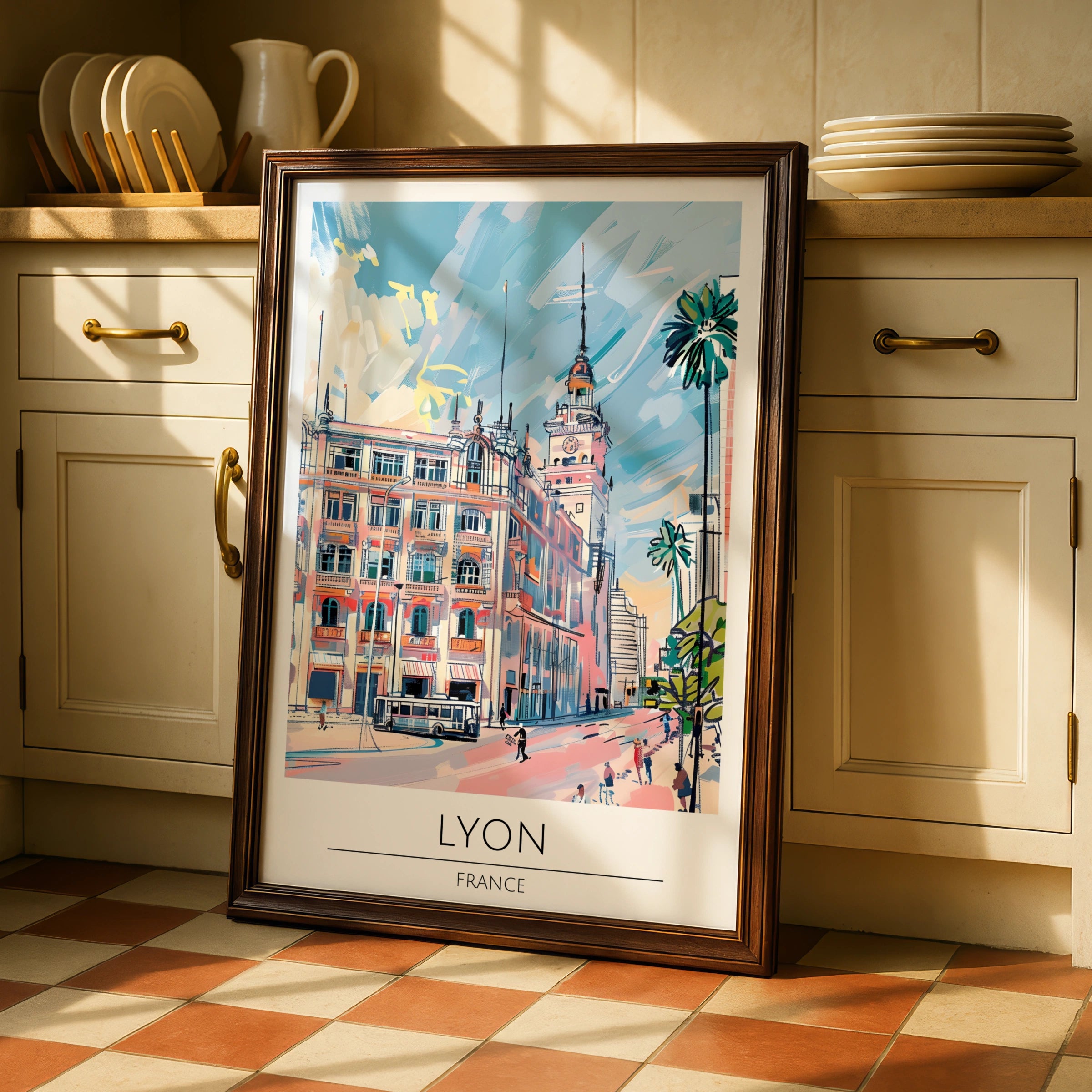 Lyon Poster, Vintage French City Art, Luxurious Travel Print, Urban Landscape Decor, Art for Home