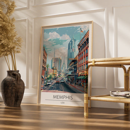 Vibrant Memphis Poster, Cityscape Art Print, USA Urban Scene, Colourful Wall Art, Home Decor