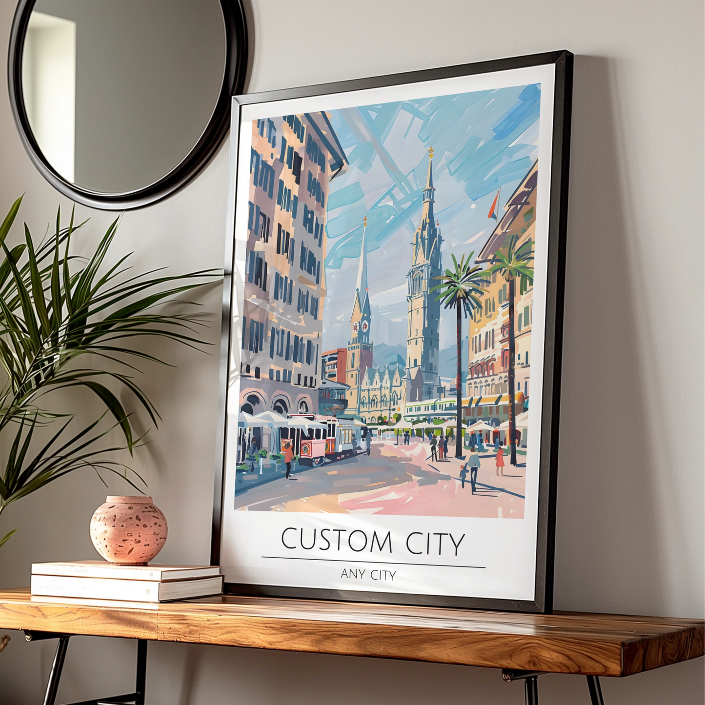 Custom City Poster, Vibrant Cityscape Art, Personalised Urban Wall Art, Contemporary Decor
