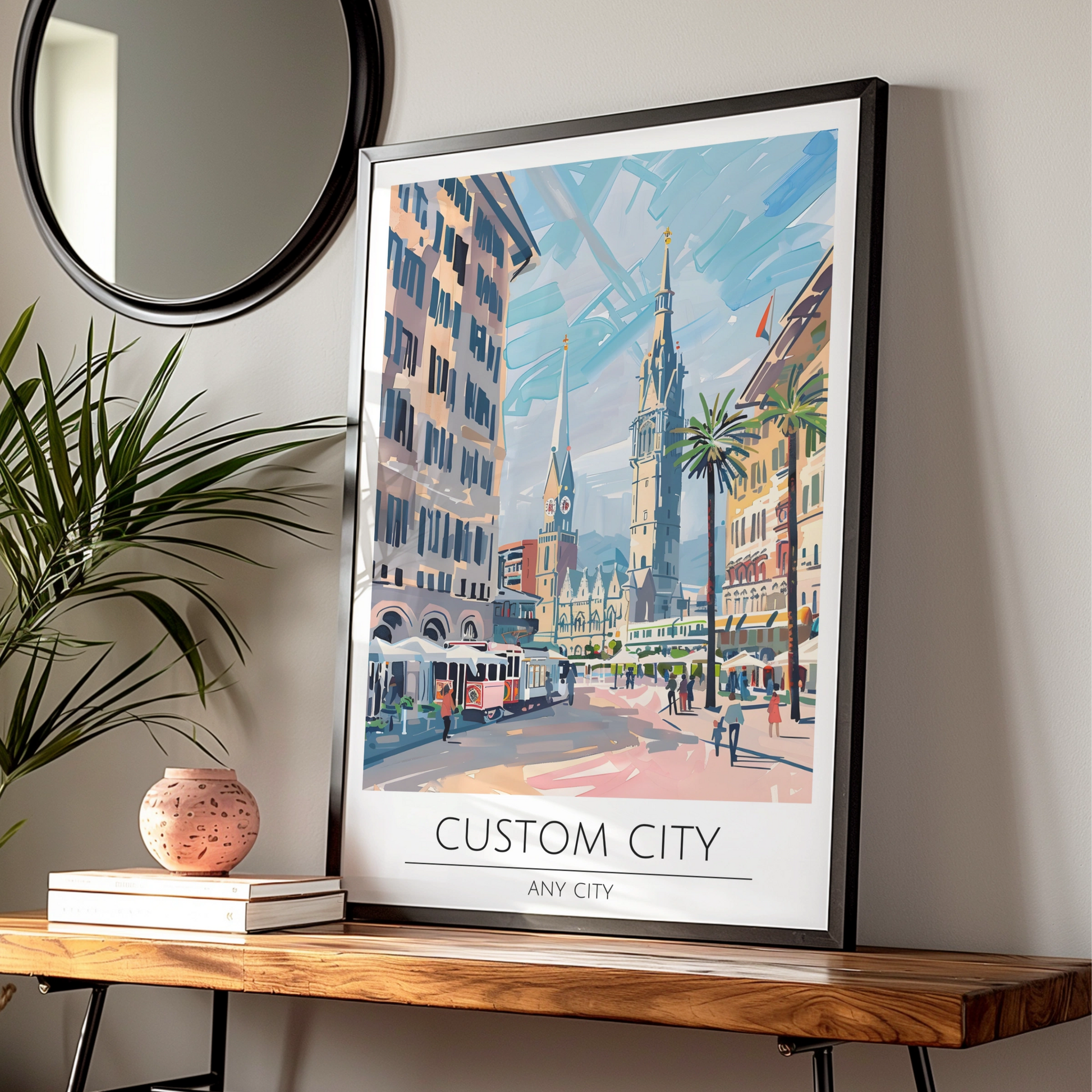 Custom City Poster, Vibrant Cityscape Art, Personalised Urban Wall Art, Contemporary Decor