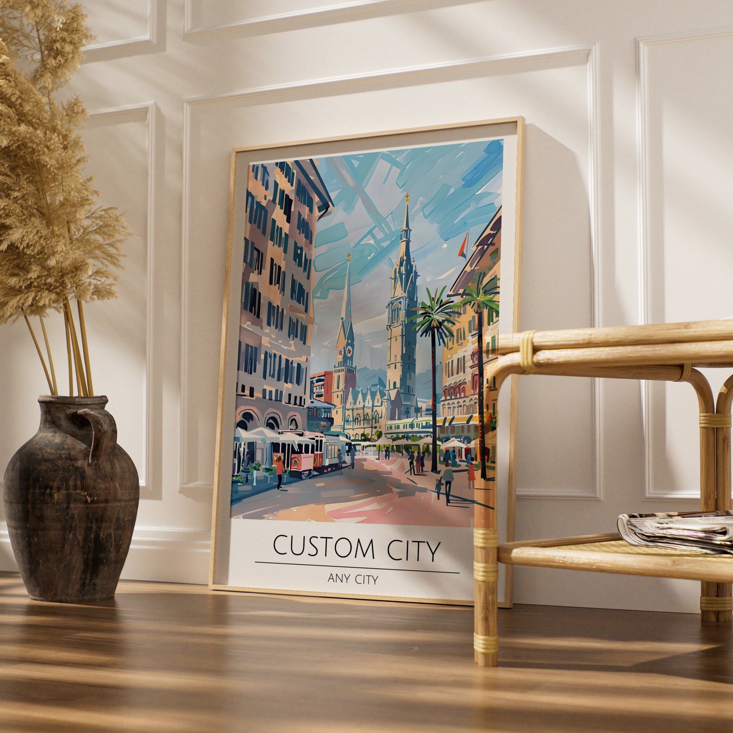 Custom City Poster, Vibrant Cityscape Art, Personalised Urban Wall Art, Contemporary Decor
