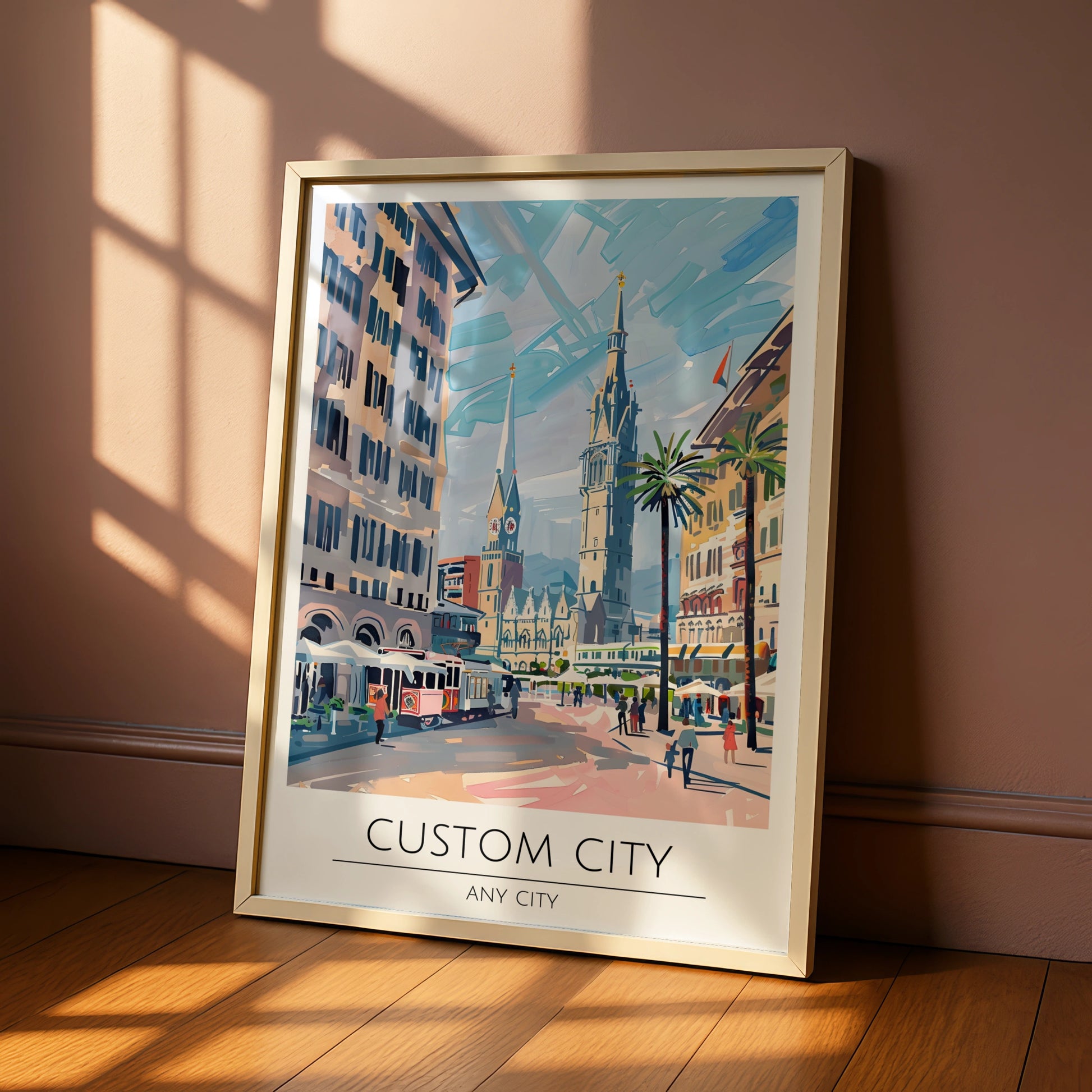 Custom City Poster, Vibrant Cityscape Art, Personalised Urban Wall Art, Contemporary Decor